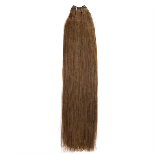 Luxurious European Remy Straight Hair Bundles - Sew-in Weft Extensions in Natural Brown & Blonde (14"-28" Options)