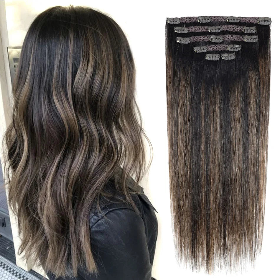 "Luxuriöse Clip-In Extensions – 100% Echthaar, Volumen & Länge in Minuten, verschiedene Farben & Längen"