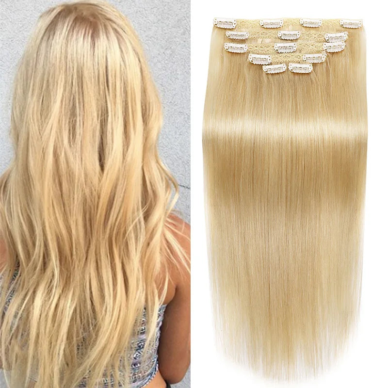 "Luxuriöse Clip-In Extensions – 100% Echthaar, Volumen & Länge in Minuten, verschiedene Farben & Längen"