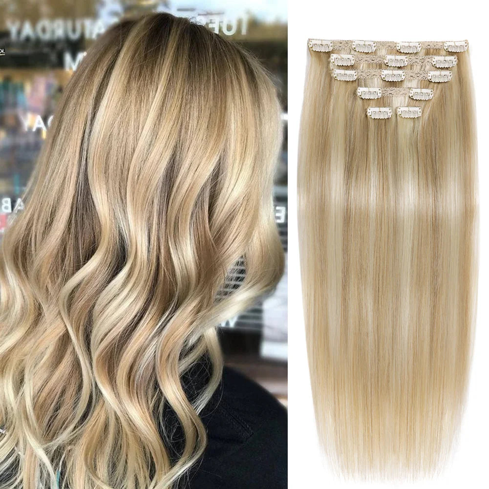 "Luxuriöse Clip-In Extensions – 100% Echthaar, Volumen & Länge in Minuten, verschiedene Farben & Längen"